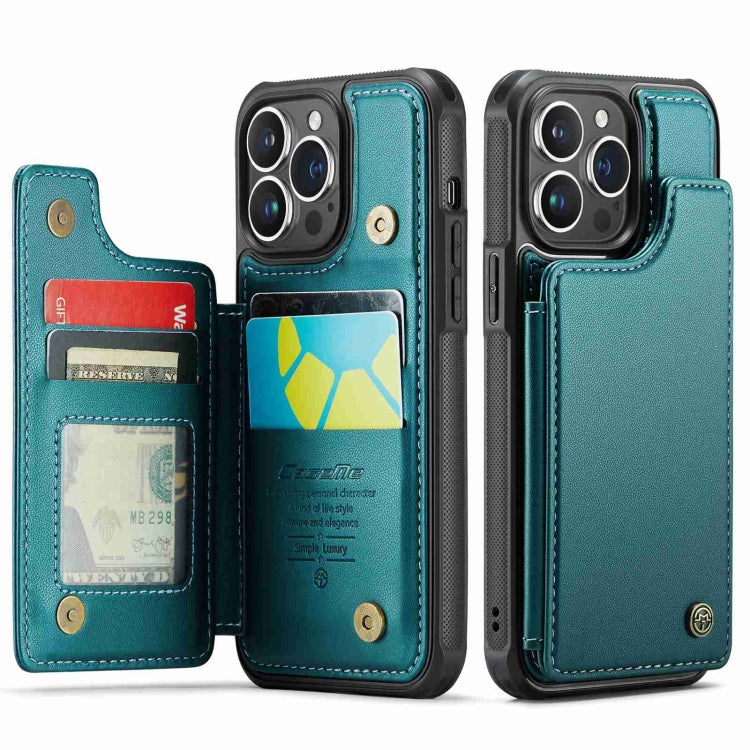 For iPhone 14 Pro Max CaseMe C22 Card Slots Holder RFID Anti-theft Phone Case(Blue Green) - iPhone 14 Pro Max Cases by CaseMe | Online Shopping UK | buy2fix