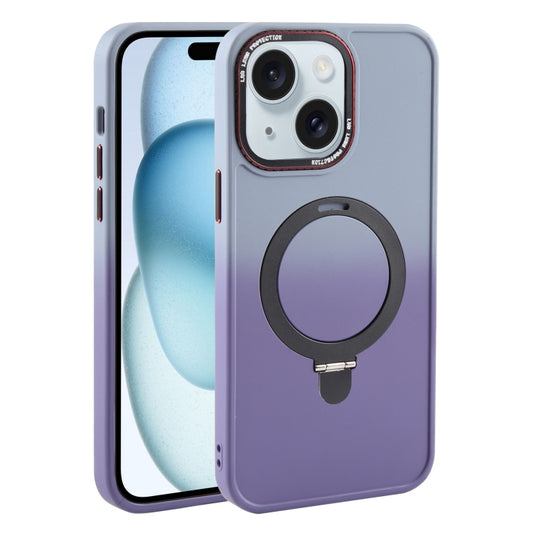 For iPhone 15 Gradient MagSafe Holder Liquid TPU Hybrid PC Phone Case(Blue Purple) - iPhone 15 Cases by buy2fix | Online Shopping UK | buy2fix