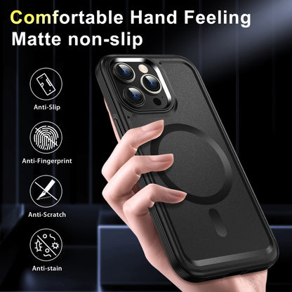For iPhone 15 Pro Max Shield Armor MagSafe TPU Hybrid PC Phone Case(Black) - iPhone 15 Pro Max Cases by buy2fix | Online Shopping UK | buy2fix
