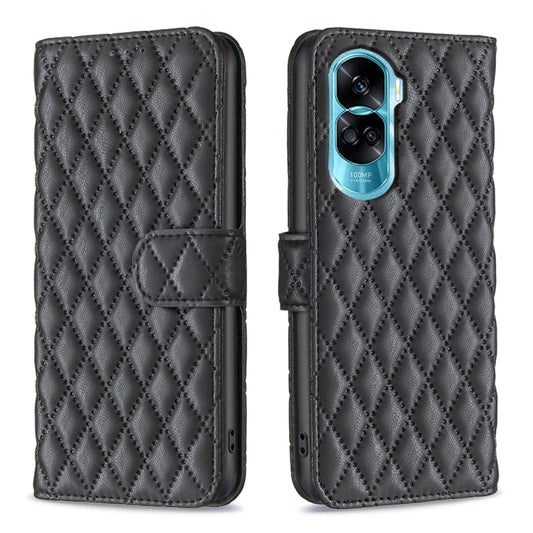 For Honor 90 Lite/X50i Diamond Lattice Wallet Flip Leather Phone Case(Black) - Honor Cases by buy2fix | Online Shopping UK | buy2fix