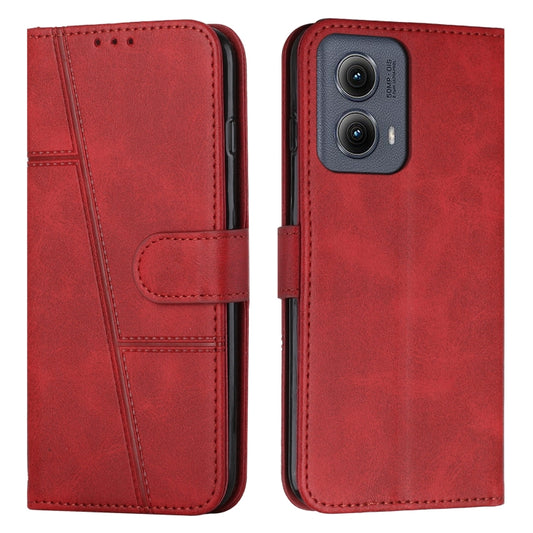 For Motorola Edge 2024 Stitching Calf Texture Buckle Leather Phone Case(Red) - Motorola Cases by buy2fix | Online Shopping UK | buy2fix