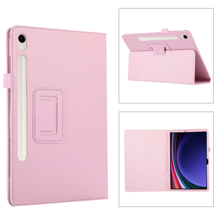 For Samsung Galaxy Tab S9+ Litchi Texture Leather Tablet Case with Holder(Rose Red) - Other Galaxy Tab PC by buy2fix | Online Shopping UK | buy2fix