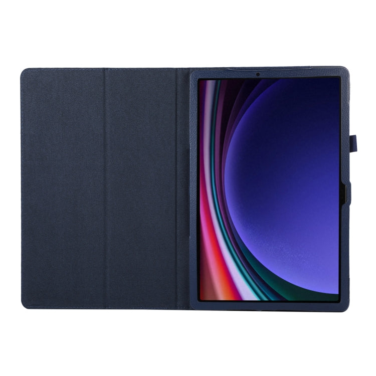 For Samsung Galaxy Tab S9 Ultra Litchi Texture Leather Tablet Case with Holder(Dark Blue) - Other Galaxy Tab PC by buy2fix | Online Shopping UK | buy2fix