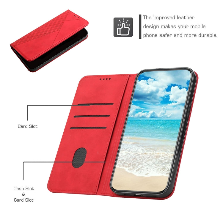 For Motorola Moto G Power 5G 2024 Diamond Splicing Skin Feel Magnetic Leather Phone Case(Red) - Motorola Cases by buy2fix | Online Shopping UK | buy2fix