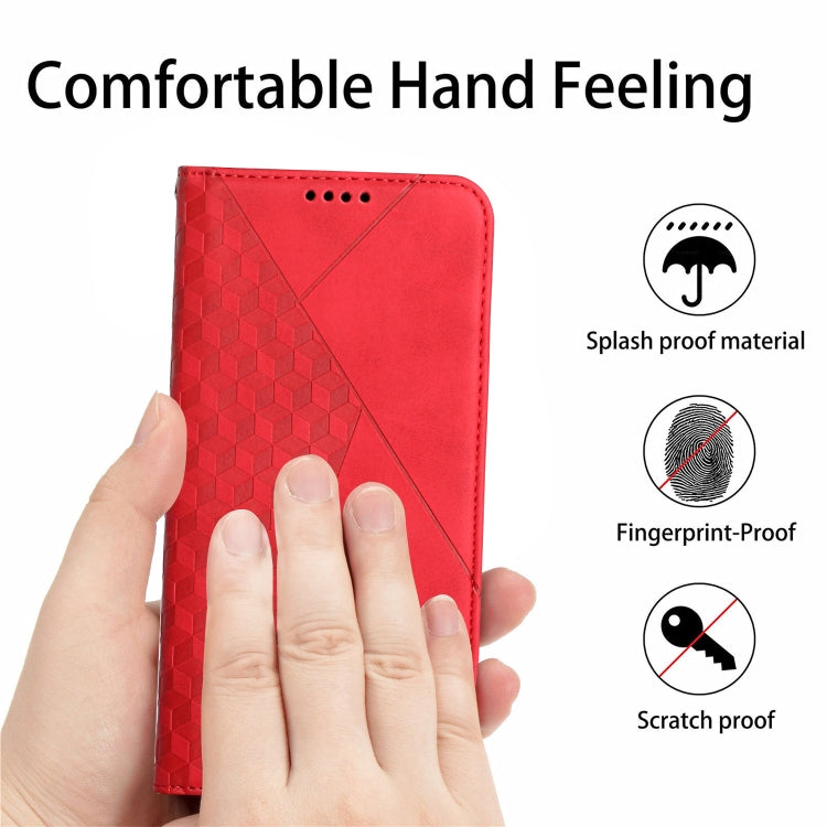 For Motorola Moto G Play 5G 2024 / G 5G 2024 Diamond Splicing Skin Feel Magnetic Leather Phone Case(Red) - Motorola Cases by buy2fix | Online Shopping UK | buy2fix