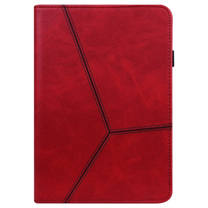 For Samsung Galaxy Tab S9 / S9 FE Solid Color Stripe Embossed Leather Tablet Case(Red) - Galaxy Tab S9 FE by buy2fix | Online Shopping UK | buy2fix