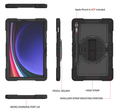 For Samsung Galaxy Tab S9+ 360 Degree Rotation PC Contrast Silicone Tablet Case(Black) - Galaxy Tab S9+ Cases by buy2fix | Online Shopping UK | buy2fix