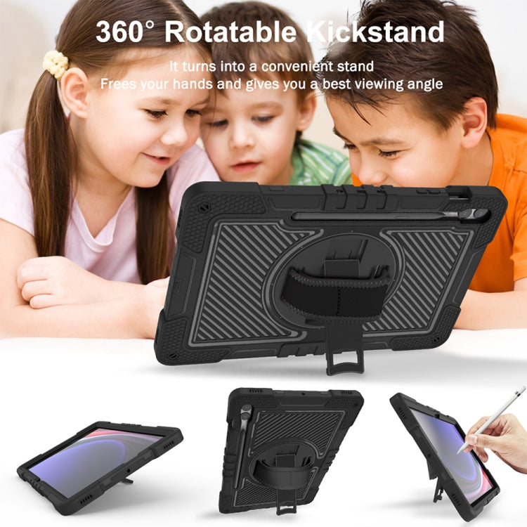 For Samsung Galaxy Tab S9+ 360 Degree Rotation PC Contrast Silicone Tablet Case(Black) - Galaxy Tab S9+ Cases by buy2fix | Online Shopping UK | buy2fix