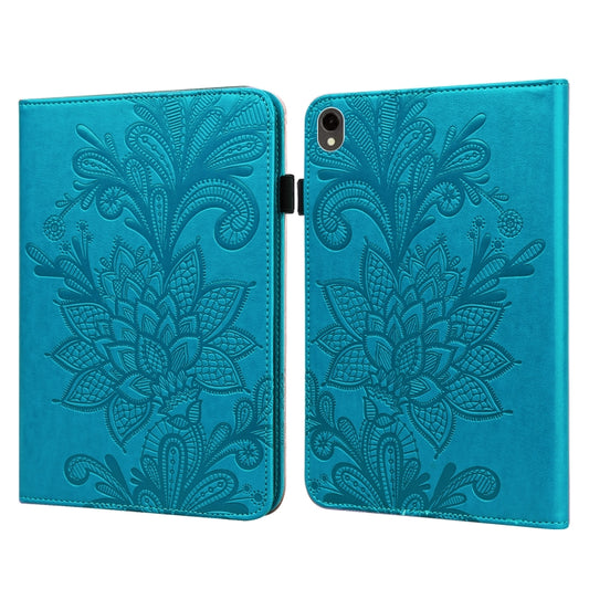 For Samsung Galaxy Tab S9 Lace Flower Embossing Pattern PU Tablet Case(Blue) - Galaxy Tab S9 Cases by buy2fix | Online Shopping UK | buy2fix