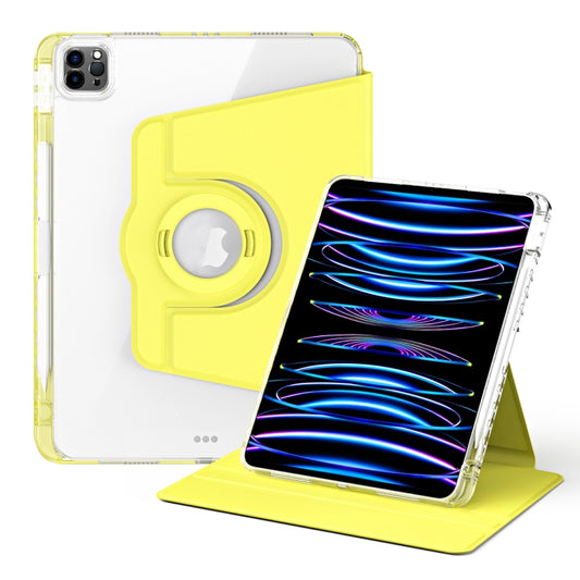 For iPad Air 13 2024 / Pro 12.9 2022 360 Rotation Detachable Clear Acrylic Leather Tablet Case(Yellow) - iPad Pro 12.9 (2022/2021) Cases by buy2fix | Online Shopping UK | buy2fix