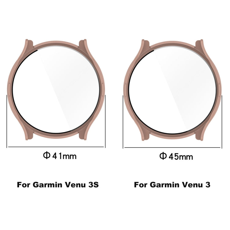 For Garmin Venu 3S PC + Tempered Glass Film Integrated Watch Case(Pink) - Watch Cases by buy2fix | Online Shopping UK | buy2fix