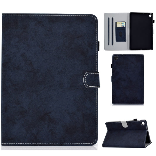 For Samsung Galaxy Tab A9 Marble Style Cloth Texture Smart Leather Tablet Case(Dark Blue) - Galaxy Tab A9 by buy2fix | Online Shopping UK | buy2fix