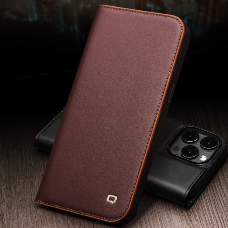 For iPhone 15 Pro Max QIALINO Classic Gen2 Genuine Leather Phone Case(Brown) - iPhone 15 Pro Max Cases by QIALINO | Online Shopping UK | buy2fix