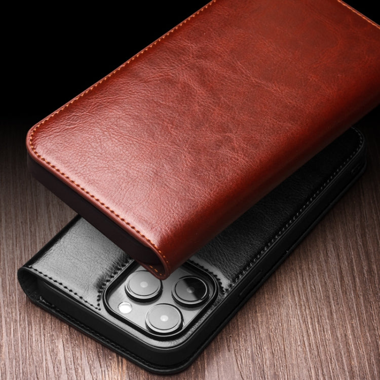 For iPhone 15 QIALINO Classic Genuine Leather Phone Case(Brown) - iPhone 15 Cases by QIALINO | Online Shopping UK | buy2fix