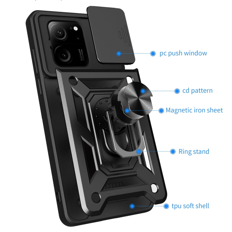 For Xiaomi 13T/13T Pro/Redmi K60 Ultra Sliding Camera Cover Design TPU Hybrid PC Phone Case(Mint Green) - Redmi K60 Ultra Cases by buy2fix | Online Shopping UK | buy2fix
