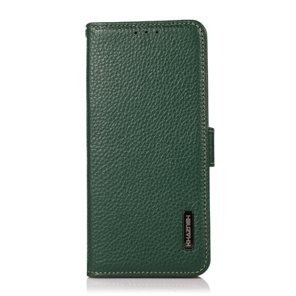 For Xiaomi Redmi K70 KHAZNEH Side-Magnetic Litchi Genuine Leather RFID Phone Case(Green) - K70 Cases by buy2fix | Online Shopping UK | buy2fix