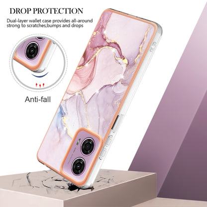 For Motorola Moto G24 4G / G04 4G Electroplating Marble Dual-side IMD Phone Case(Rose Gold 005) - Motorola Cases by buy2fix | Online Shopping UK | buy2fix