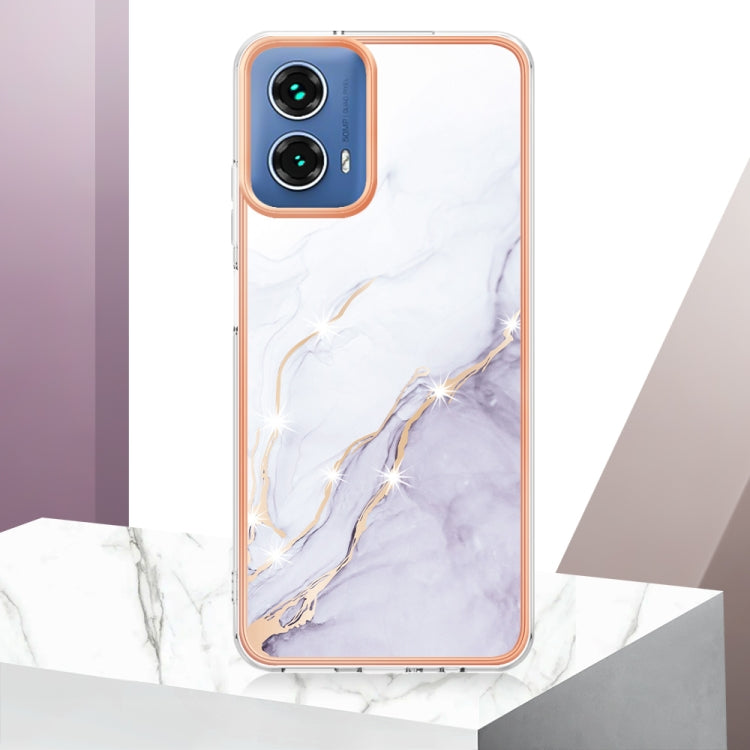 For Motorola Moto G34 Electroplating Marble Dual-side IMD Phone Case(White 006) - Motorola Cases by buy2fix | Online Shopping UK | buy2fix