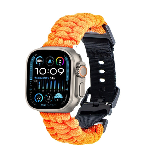 For Apple Watch Ultra 2 49mm Paracord Plain Braided Webbing Buckle Watch Band(Orange) - Watch Bands by buy2fix | Online Shopping UK | buy2fix