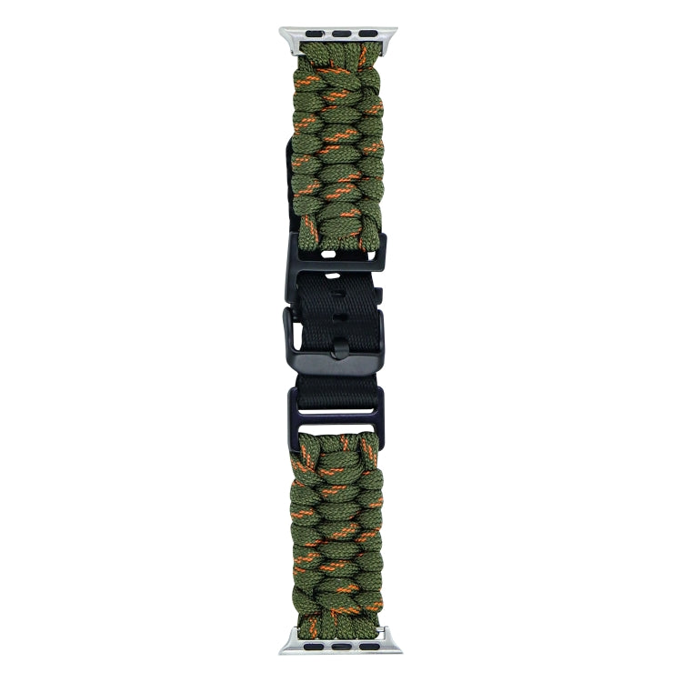 For Apple Watch Ultra 2 49mm Paracord Plain Braided Webbing Buckle Watch Band(Army Green Orange) - Watch Bands by buy2fix | Online Shopping UK | buy2fix