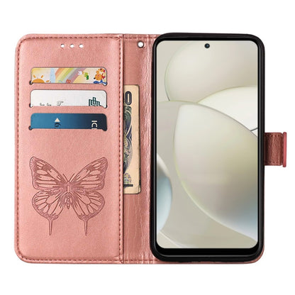 For Motorola Moto G Power 5G 2024 Embossed Butterfly Leather Phone Case(Rose Gold) - Motorola Cases by buy2fix | Online Shopping UK | buy2fix