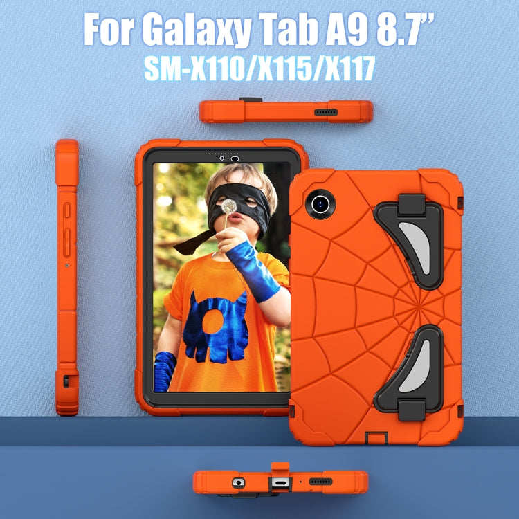 For Samsung Galaxy Tab A9 Spider Silicone Hybrid PC Shockproof Tablet Case(Orange Black) - Galaxy Tab A9 by buy2fix | Online Shopping UK | buy2fix