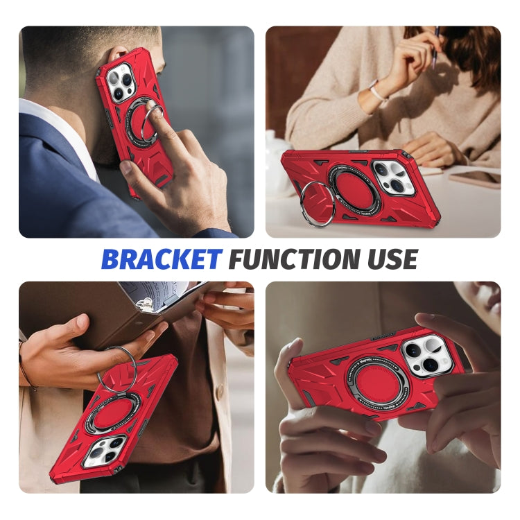 For iPhone 14 Pro Max MagSafe Magnetic Shockproof Phone Case with Ring Holder(Red) - iPhone 14 Pro Max Cases by buy2fix | Online Shopping UK | buy2fix