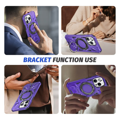 For iPhone 13 Pro MagSafe Magnetic Shockproof Phone Case with Ring Holder(Purple) - iPhone 13 Pro Cases by buy2fix | Online Shopping UK | buy2fix