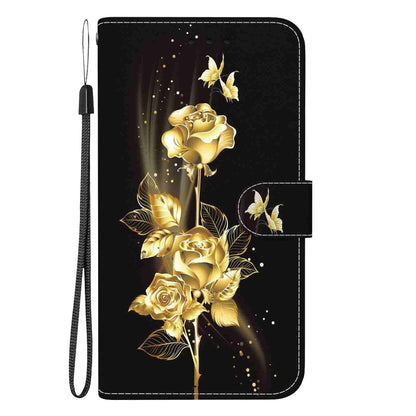 For Samsung Galaxy S23 FE 5G Crystal Texture Colored Drawing Leather Phone Case(Gold Butterfly Rose) - Galaxy S23 FE 5G Cases by buy2fix | Online Shopping UK | buy2fix