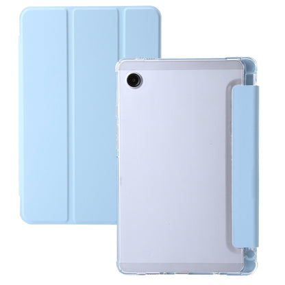 For Samsung Galaxy Tab A9 3-Fold Clear Acrylic Leather Tablet Case(Ice Blue) - Galaxy Tab A9 by buy2fix | Online Shopping UK | buy2fix