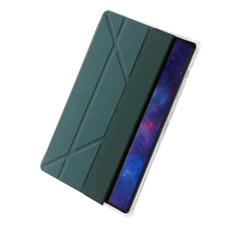 For Samsung Galaxy Tab S9+ Clear Acrylic Deformation Leather Tablet Case(Deep Green) - Galaxy Tab S9+ Cases by buy2fix | Online Shopping UK | buy2fix