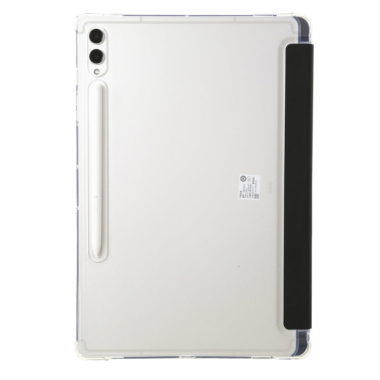 For Samsung Galaxy Tab S9+ Clear Acrylic Deformation Leather Tablet Case(Black) - Galaxy Tab S9+ Cases by buy2fix | Online Shopping UK | buy2fix