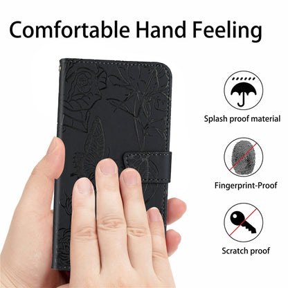 For Google Pixel 9 Pro Skin Feel Butterfly Embossed Flip Leather Phone Case(Black) - Google Cases by buy2fix | Online Shopping UK | buy2fix