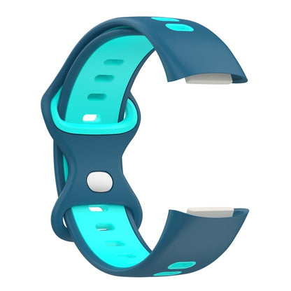 For Fitbit Charge 6 Two Color Silicone Watch Band(Blue Teal) - Watch Bands by buy2fix | Online Shopping UK | buy2fix