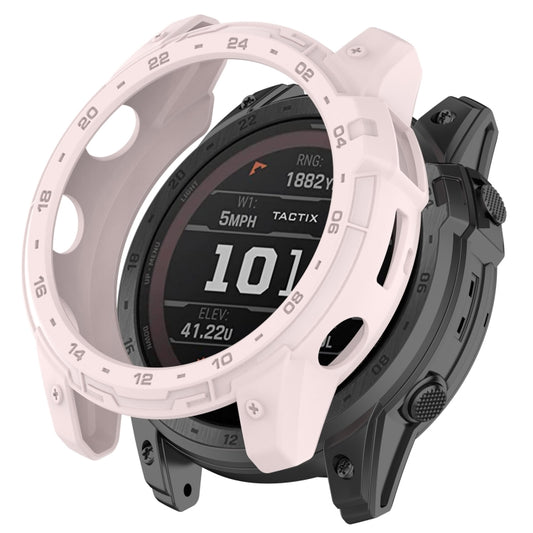 For Garmin Tactix 7 Amoled Armor Hollow TPU Watch Protective Case(Light Pink) - Watch Cases by buy2fix | Online Shopping UK | buy2fix