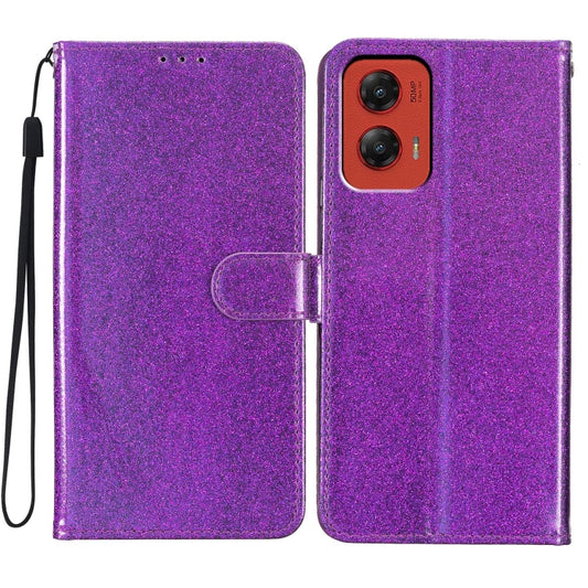 For Motorola Moto G Stylus 5G 2024 Glitter Powder Flip Leather Phone Case(Purple) - Motorola Cases by buy2fix | Online Shopping UK | buy2fix