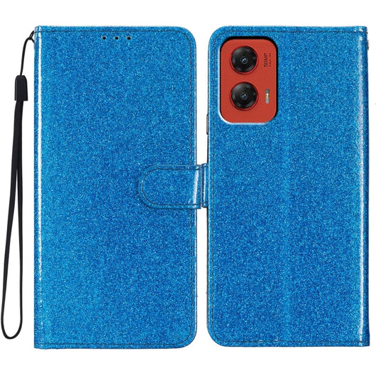 For Motorola Moto G Stylus 5G 2024 Glitter Powder Flip Leather Phone Case(Blue) - Motorola Cases by buy2fix | Online Shopping UK | buy2fix