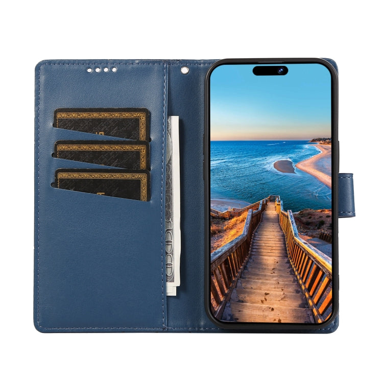 For Xiaomi 13 PU Genuine Leather Texture Embossed Line Phone Case(Blue) - 13 Cases by buy2fix | Online Shopping UK | buy2fix