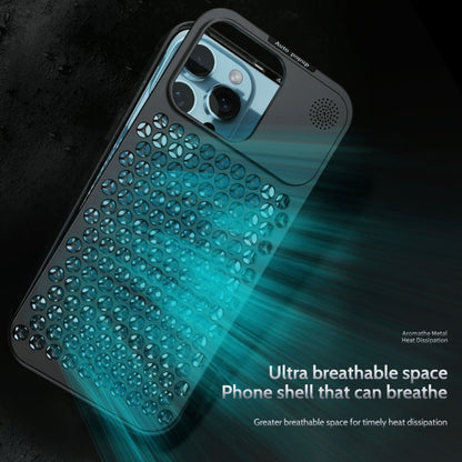 For iPhone 14 Pro R-JUST RJ58 Aromatherapy Metal Cooling Phone Case(Black) - iPhone 14 Pro Cases by R-JUST | Online Shopping UK | buy2fix