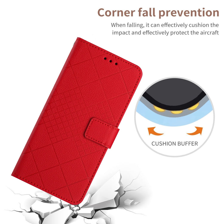 For iPhone 16 Pro Rhombic Grid Texture Leather Phone Case(Red) - iPhone 16 Pro Cases by buy2fix | Online Shopping UK | buy2fix