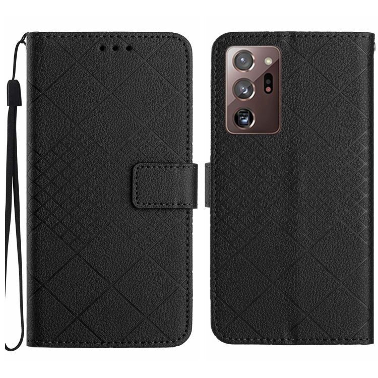 For Samsung Galaxy Note20 Ultra Rhombic Grid Texture Leather Phone Case(Black) - Galaxy Note20 Ultra Cases by buy2fix | Online Shopping UK | buy2fix