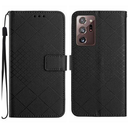 For Samsung Galaxy Note20 Ultra Rhombic Grid Texture Leather Phone Case(Black) - Galaxy Note20 Ultra Cases by buy2fix | Online Shopping UK | buy2fix