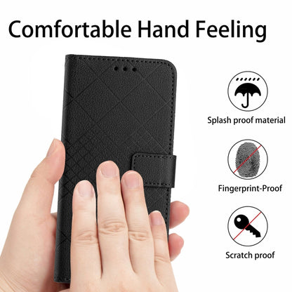 For Samsung Galaxy S21 Ultra 5G Rhombic Grid Texture Leather Phone Case(Black) - Galaxy S21 Ultra 5G Cases by buy2fix | Online Shopping UK | buy2fix