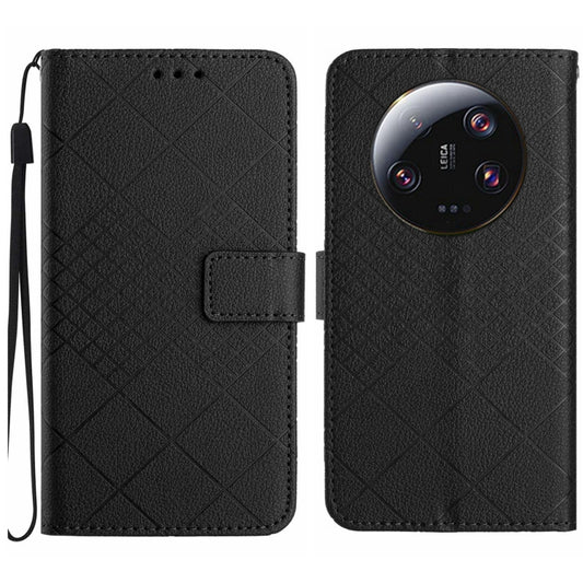 For Xiaomi 13 Ultra Rhombic Grid Texture Leather Phone Case(Black) - 13 Ultra Cases by buy2fix | Online Shopping UK | buy2fix