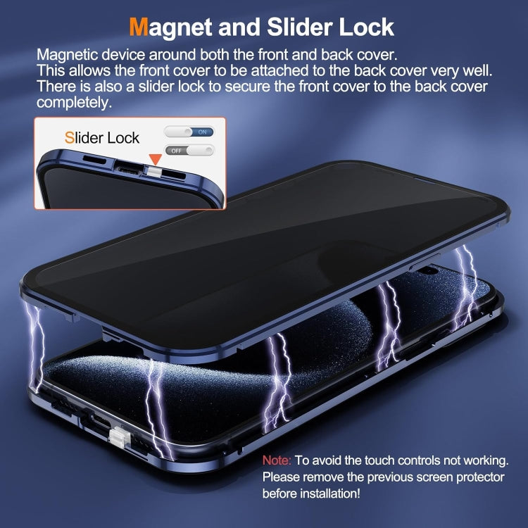 For iPhone 16 Pro Max Anti-peeping Magnetic Double-sided Tempered Glass Phone Case(Grey) - iPhone 16 Pro Max Cases by buy2fix | Online Shopping UK | buy2fix