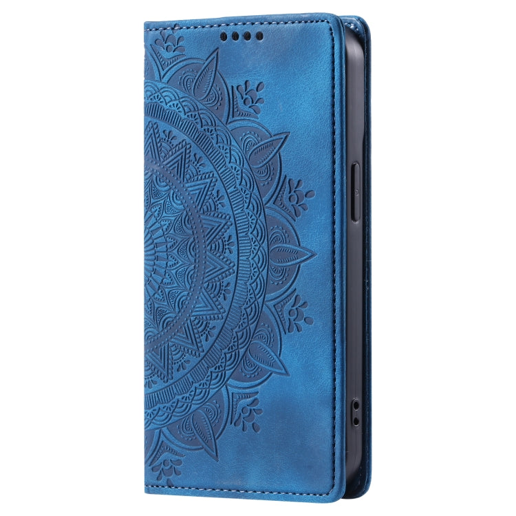 For iPhone 16 Pro Totem Embossed Magnetic Leather Phone Case(Blue) - iPhone 16 Pro Cases by buy2fix | Online Shopping UK | buy2fix