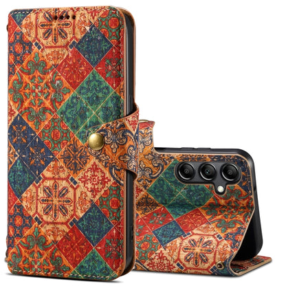 For Samsung Galaxy S24 5G Denior Flower Language Series Cork Fabric Oil Edge Leather Phone Case(Winter) - Galaxy S24 5G Cases by Denior | Online Shopping UK | buy2fix