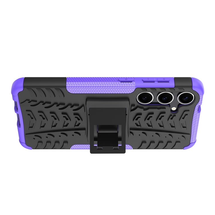 For Samsung Galaxy S24+ Tire Texture TPU + PC Phone Case with Holder(Purple) - Galaxy S24+ 5G Cases by buy2fix | Online Shopping UK | buy2fix