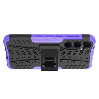 For Samsung Galaxy A55 Tire Texture TPU + PC Phone Case with Holder(Purple) - Galaxy Phone Cases by buy2fix | Online Shopping UK | buy2fix