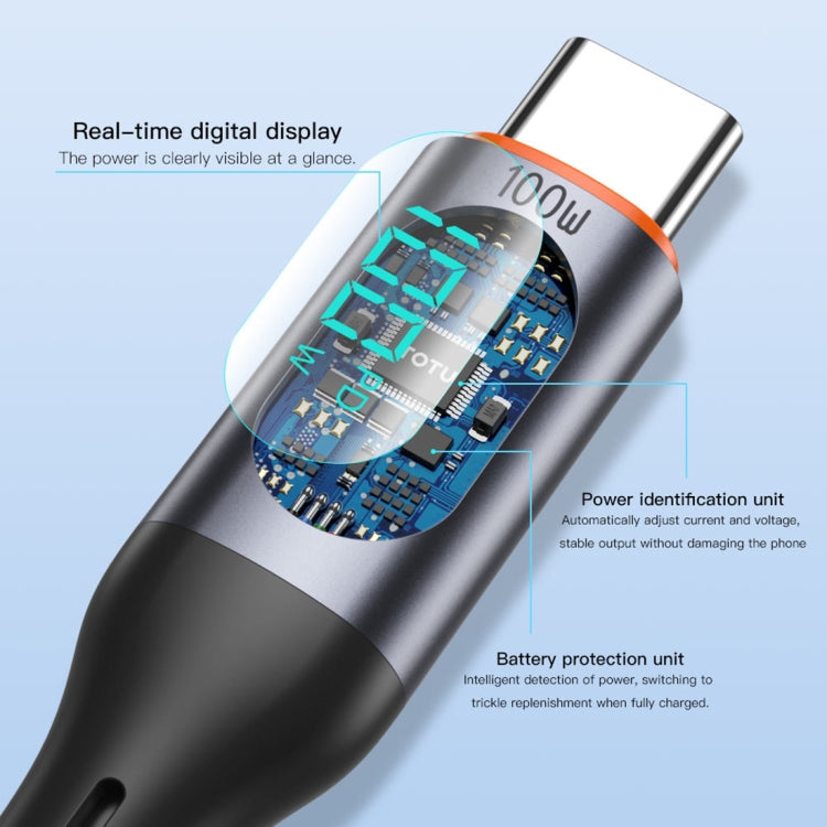 TOTU CB-7-CC 100W USB-C / Type-C to Type-C Digital Display Fast Charging Silicone Cable, Length: 1m(Black) - USB-C & Type-C Cable by TOTUDESIGN | Online Shopping UK | buy2fix